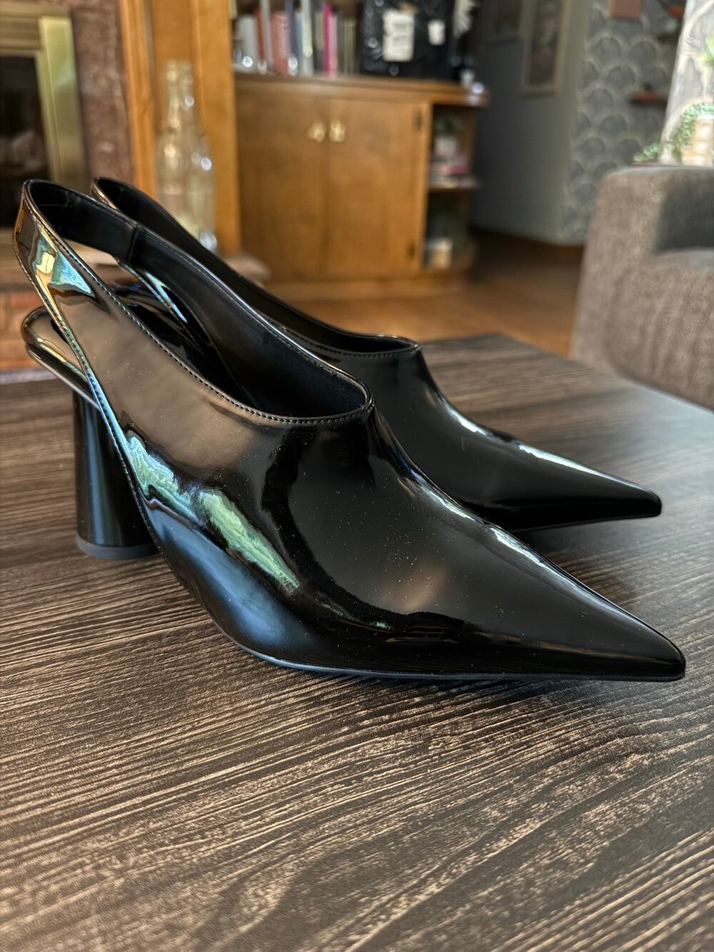 JW PEI Black Vivovr Pointed Toe Slingback High Heel Pumps Sz. 9